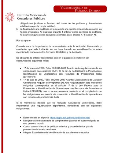 Contadores Como Actividad Vulnerable Al Lavado De Dinero Respuesta Del