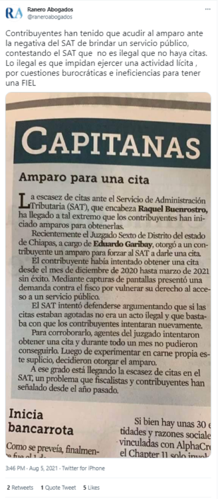 Absurdos Fiscales Amparo Para Una Cita En El SAT A Esos Extremos Se