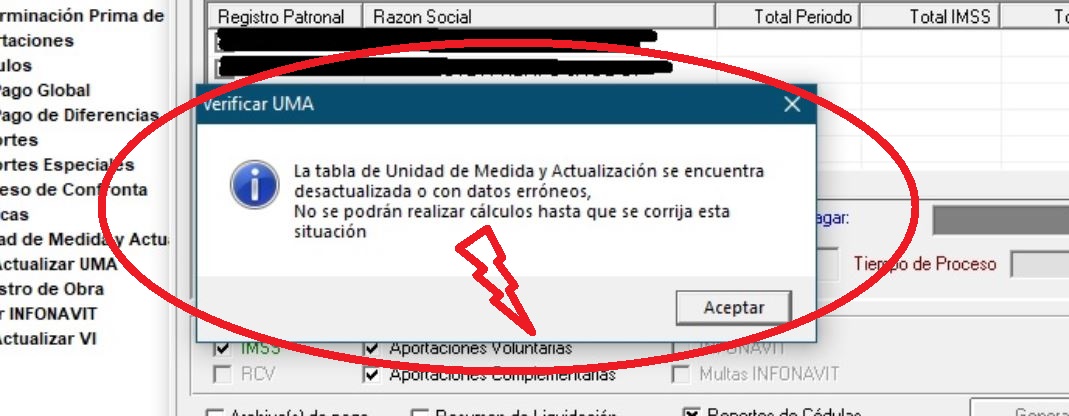 error uma sua desactualizada