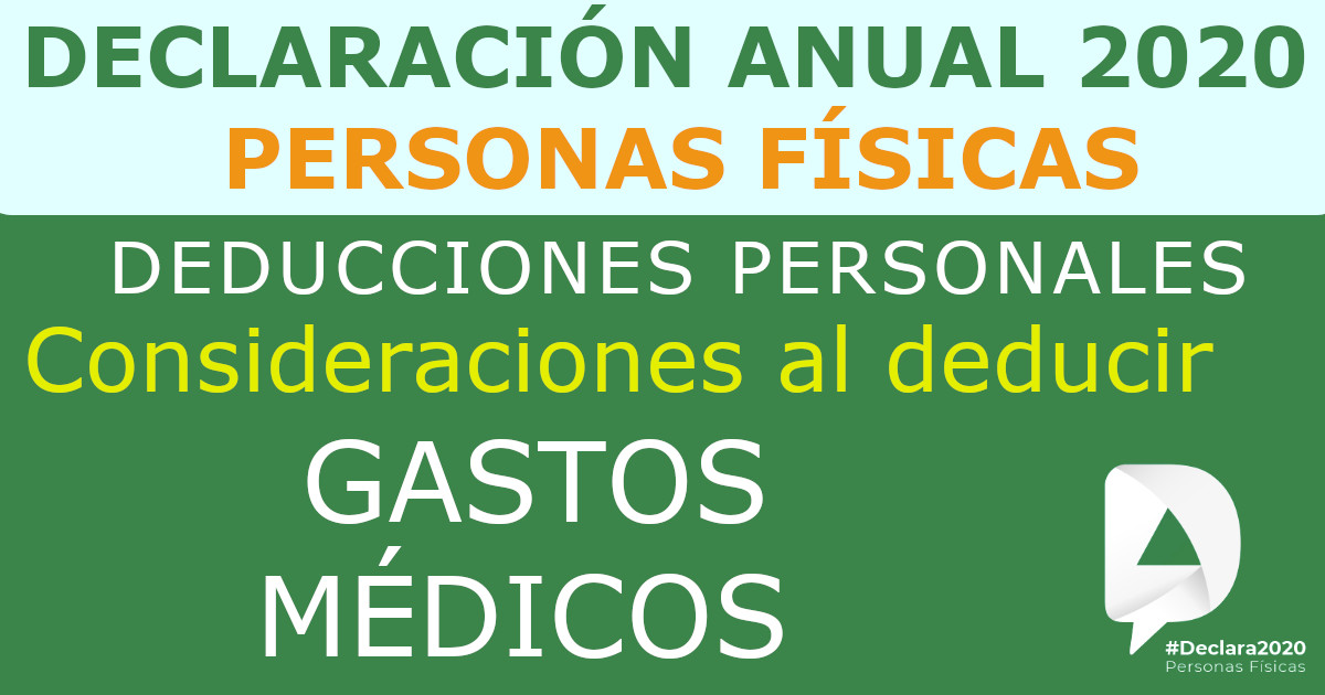 DAPF 2020 DEDUCCION PERSONAL gastos medicos