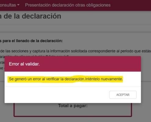 se genero un error al verificar la declaracion