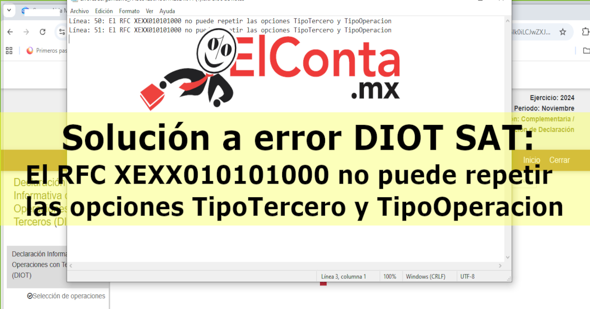 DIOT SAT error XEXX010101000 no repetir
