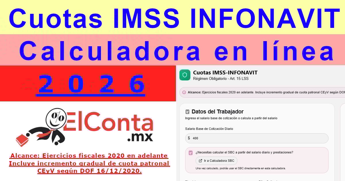 calculadora cuotas imss obrero patronales 2026