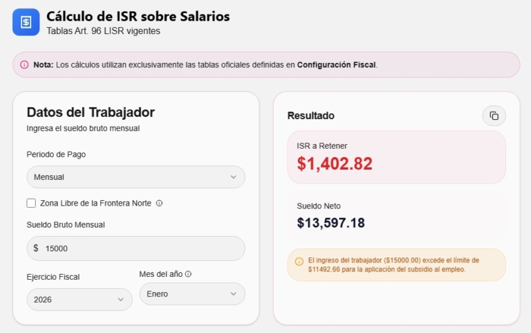 Calculadora GRATUITA de ISR 2026 para Salarios – Fácil y Rápida