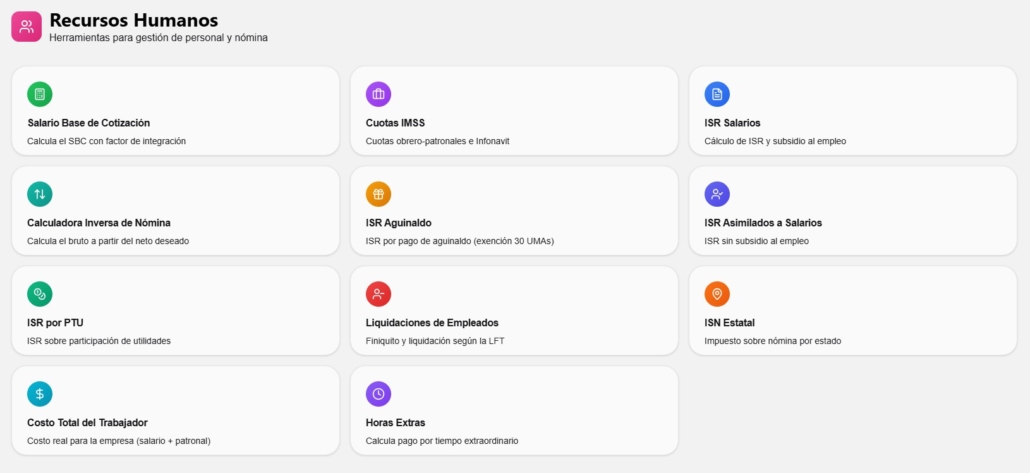 calculadoras recursos humanos elcontamx