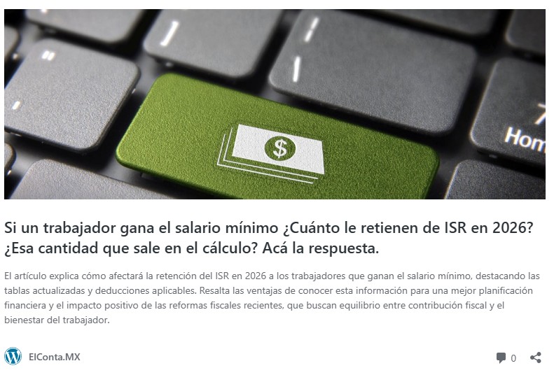 isr salario minimo 2026