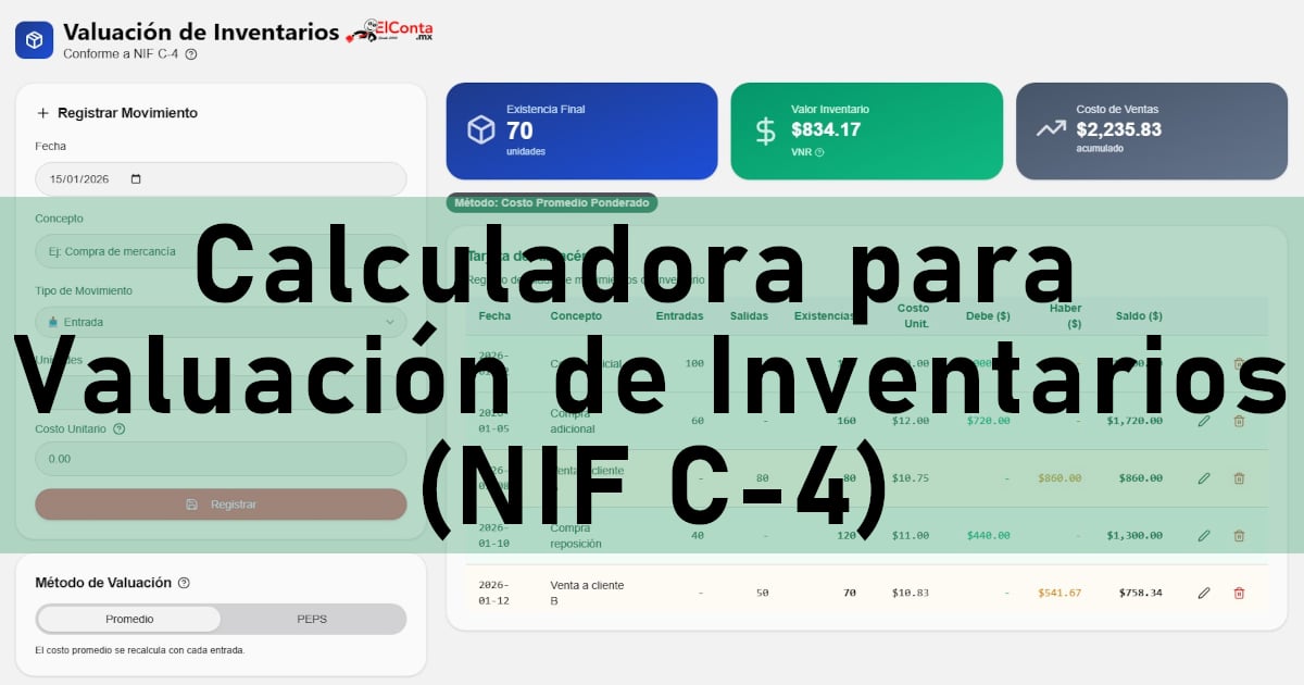 nif c4 calculadora valuacion inventarios final