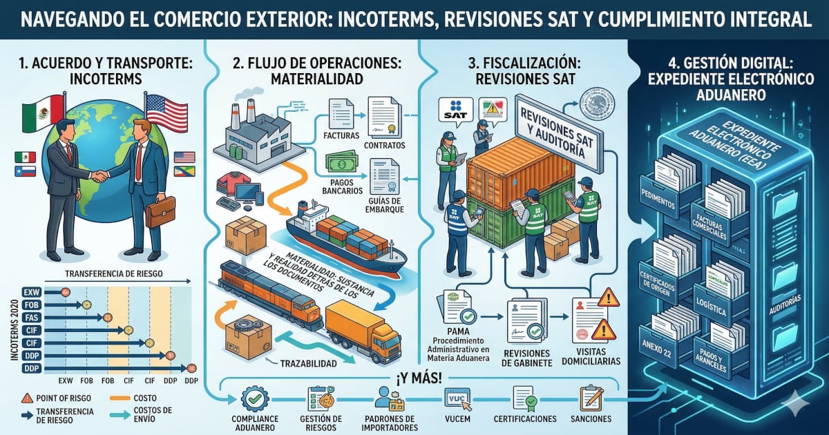 Incoterms revisiones SAT Materialidad Comercio Exterior Expediente Electronico Aduanero