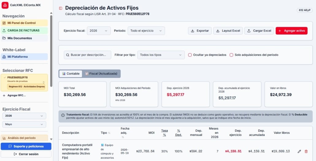 calculo depreciaciones calcxml