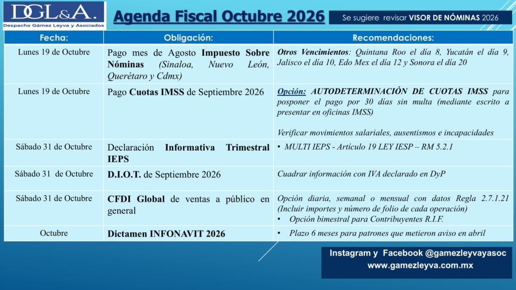 2026 10 agenda fiscal laboral seguridad social 2